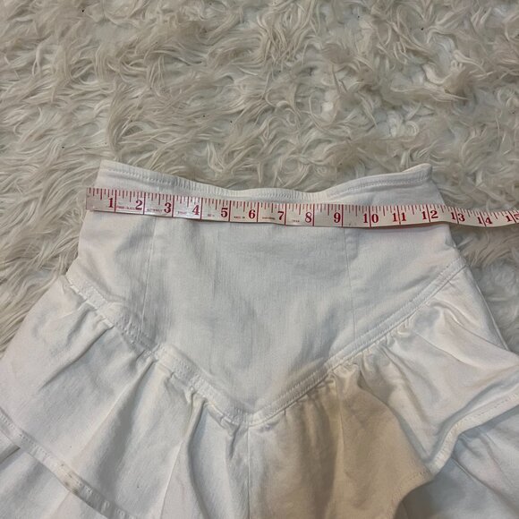 Mother The Ruffle Denim White Mini Skirt 26 or 2 - Picture 4 of 8
